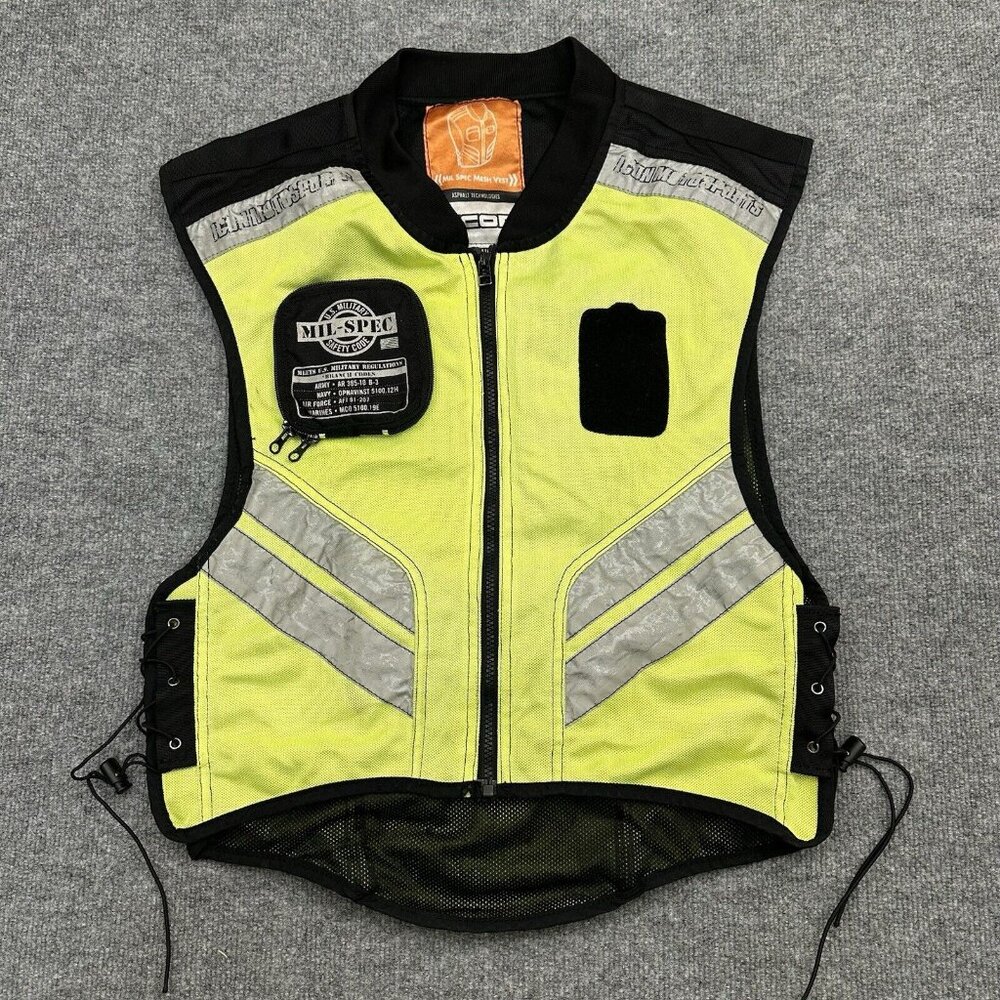 ICON Motorsports Mesh Mil Spec Fluorescent Neon Reflective Vest Regular Size